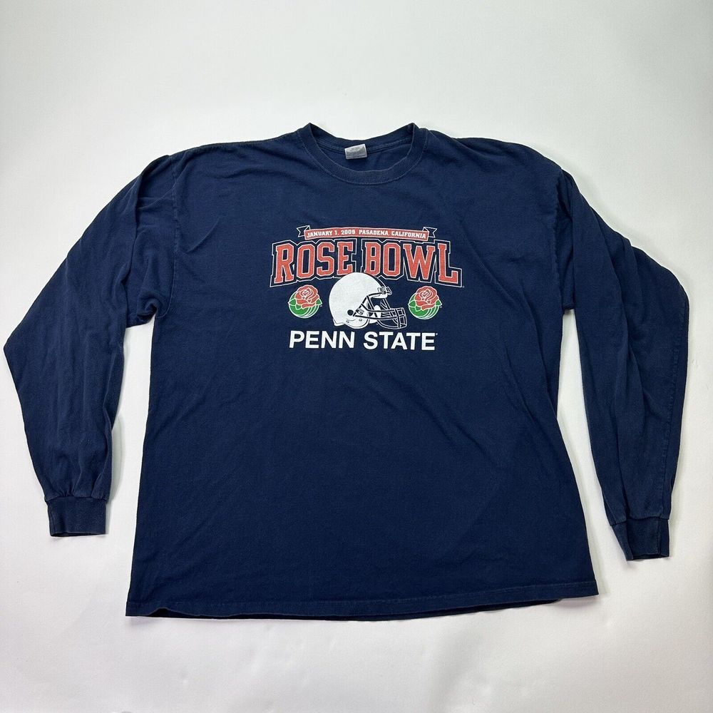 Gildan Rose Bowl Shirt Mens Blue Long Sleeve‎ Graphic